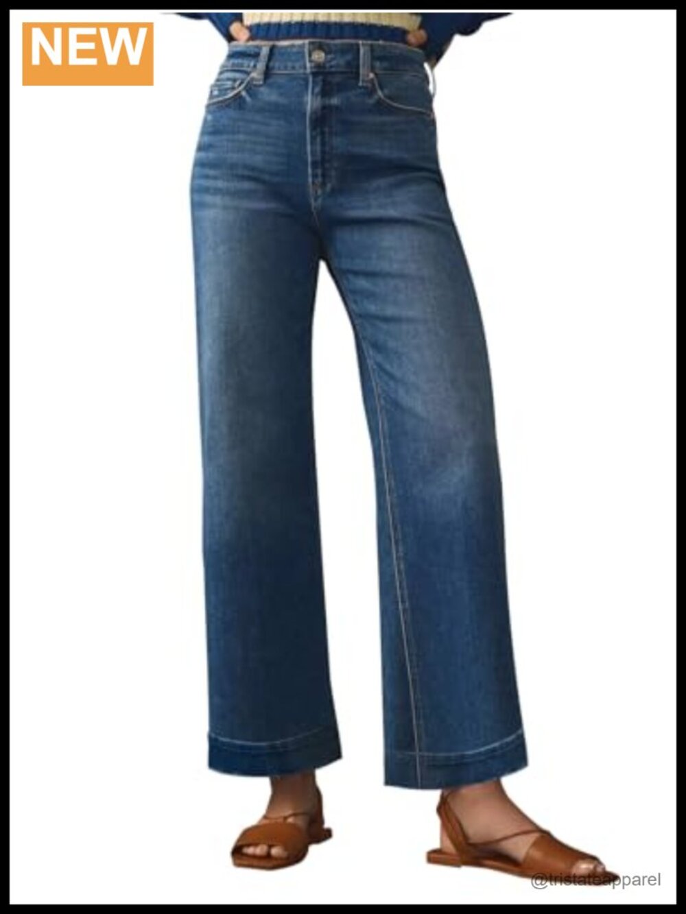 High Waisted Wide Leg Stretchy Denim Jeans with Pockets